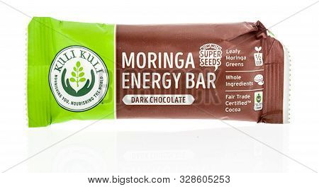 Winneconne, Wi - 29 September 2019: A Package Of Kuli Kuli Moringa Energy Bar On An Isolated Backgro