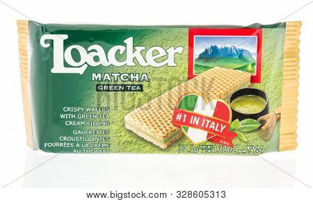 Winneconne, Wi - 29 September 2019: A Package Of Loacker Match Green Tea Crispy Wafers On An Isolate