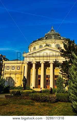Romanian Athenaeum Or Ateneul Roman, In The Center Of Bucharest, A Landmark Of The Romanian Capital