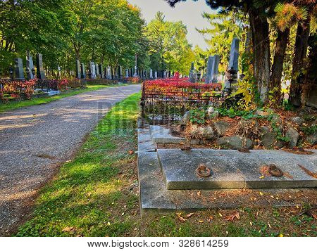 Zentralfriedhof, Vienna, Austria - October 15, 2019: The Zentralfriedhof Is The Largest Cemetery Of 