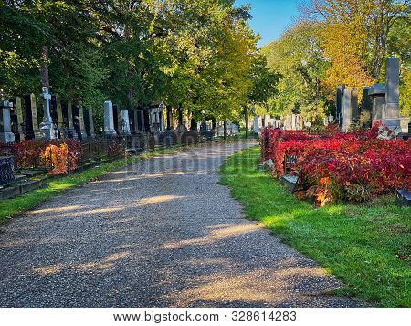 Zentralfriedhof, Vienna, Austria - October 15, 2019: The Zentralfriedhof Is The Largest Cemetery Of 