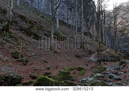 Autumn Walk Through The Labyrinth Of The Teteven Balkan With High Peaks, River, Bridge And Waterfall