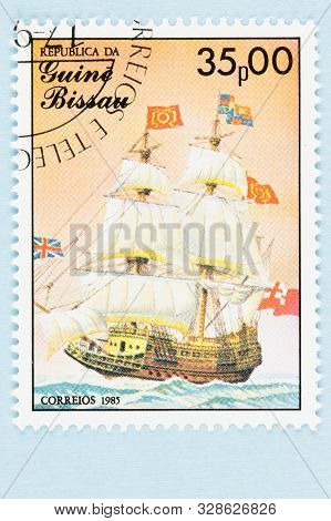 Seattle Washington - October 5, 2019: Stamp Issued In 1985 By Guine Bissau Africa, Featuring A Briti