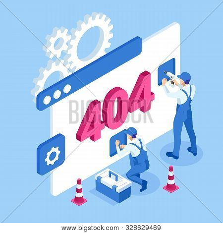 Isometric Error 404 Page Layout Vector Design. The Page You Requested Could Not Be Found. Website 40
