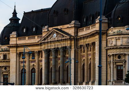 Detail View Of The National Library On Victoriei Way (calea Victoriei) In Bucharest, Romania, 2019
