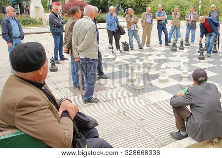 Sarajevo, Bosnia And Herzegovina - September 23, 2019: Local Chess Players Gathering In Trg Oslobode