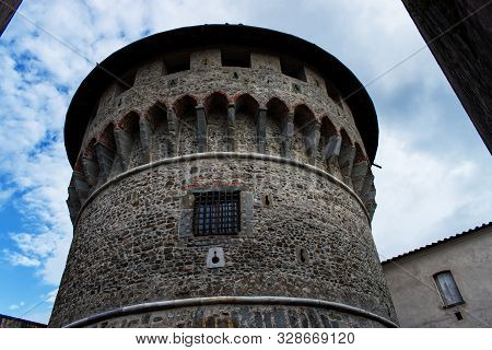 Sarzana / Liguria, Italy - October 18,2019: Ancient Firmafede Medieval Fortress In Sarzana, Italy. R