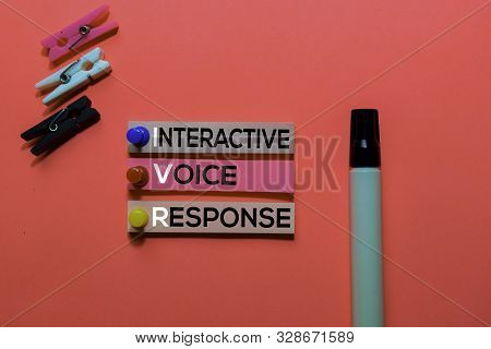 Ivr. Interactive Voice Response Acronym On Sticky Notes. Office Desk Background