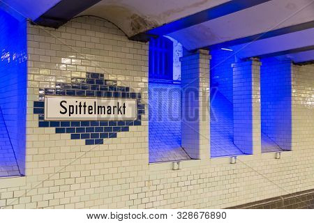 Berlin, Germany - December 18, 2017: Spittelmarkt Station In Berlin Subway Located Near To The Spree
