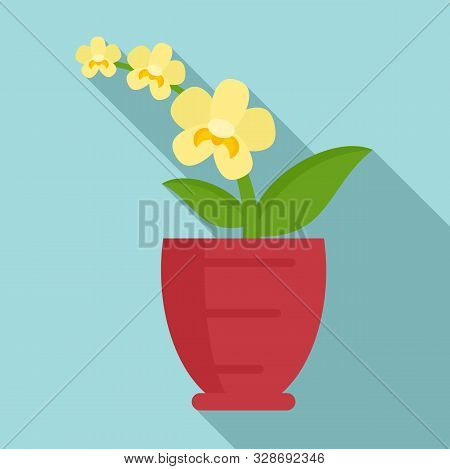 Yellow Orchid Icon. Flat Illustration Of Yellow Orchid Vector Icon For Web Design