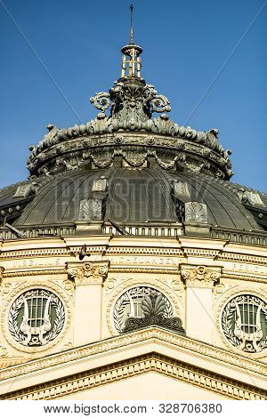 Detail View Over The Romanian Athenaeum Or Ateneul Roman, In The Center Of Bucharest, Romania, 2019