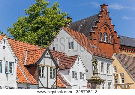 Old Houses At The Nordermarkt Square In Flensburg, Germany