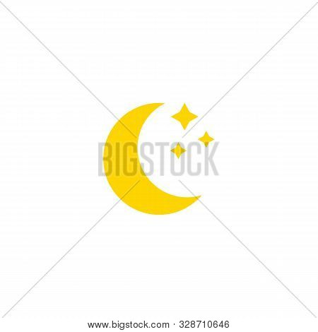 Weather Icon, Moon, Flat Simple Design. Vector Isolated Illustration. Can Be Using For Posters, Leaf