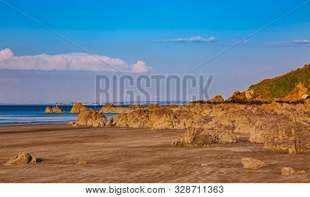 Wild Rocky Beach In Brittany On Armor Coastline.