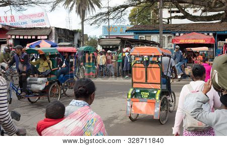 Antsirabe, Madagascar On July 25, 2019 - The Streets Of Antsirabe, The City Of Pousse-pousse On July