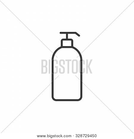 Liquid Soap Bottle Icon. Silhouette Symbol. Shower Gel. Negative Space. Stock Vector Illustration Is