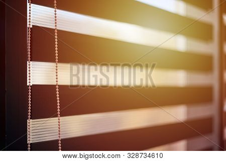 Office Blinds. Sunlight Through Modern Fabric Blinds. Office Meeting Room Lighting Range Control.