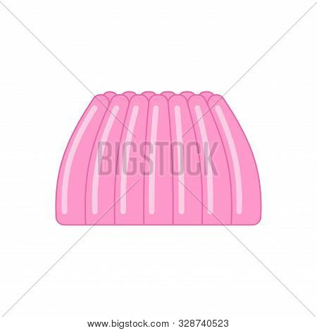 Jelly Pudding Isolated. Sweet Jell. Sweetness Gelatin. Vector Illustration