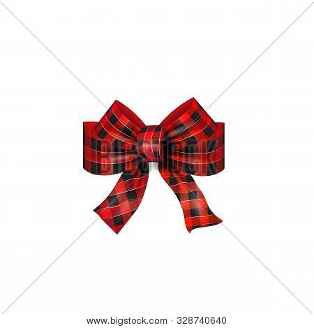 Red Tartan Plaid Bow Could Be Used For Christmas Decorations Vector