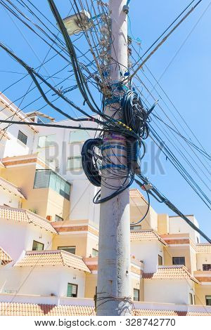 Sucre Bolivia October 18, 2019  This Is The Internet And Eletricity Transmission System In The City 