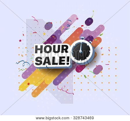 Modern Banner Hour Sale Products At Discounts. Retail And Social Sale Poster. Shop Or Online Shoppin