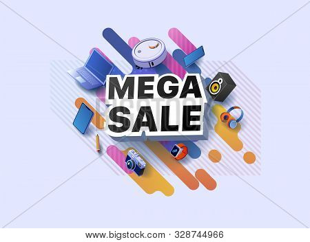 Modern Banner Mega Sale Products At Discounts. Retail And Social Sale Poster. Shop Or Online Shoppin