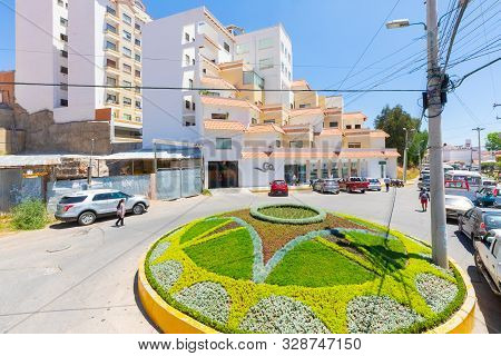 Sucre Bolivia October 18, 2019 Midday Traffic In Camargo Avenue In The Historic Center Of Sucre Know