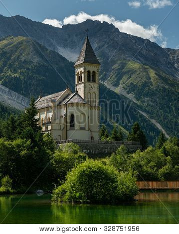The Church Of Sulden (south Tyrol, Italy) On A Sunny Day In Summer