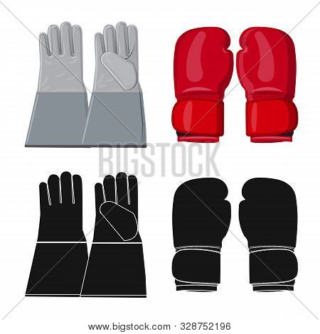 Vector Design Of Glove And Winter Symbol. Collection Of Glove And Equipment Vector Icon For Stock.