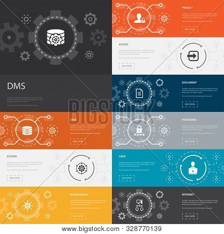 Dms Infographic 10 Line Icons Banners. System, Management, Privacy, Password Simple Icons