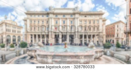 Defocused Background With View Of Galleria Alberto Sordi, Rome, Italy. Intentionally Blurred Post Pr