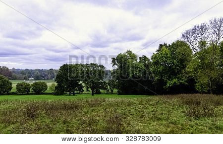 View Of Water-meadow Alongside The River Thames In Runnymede, Surrey, United Kingdom