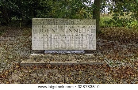 Runnymede, Surrey, Uk - October 2019: British Memorial For U.s. President John F. Kennedy On 20 Octo