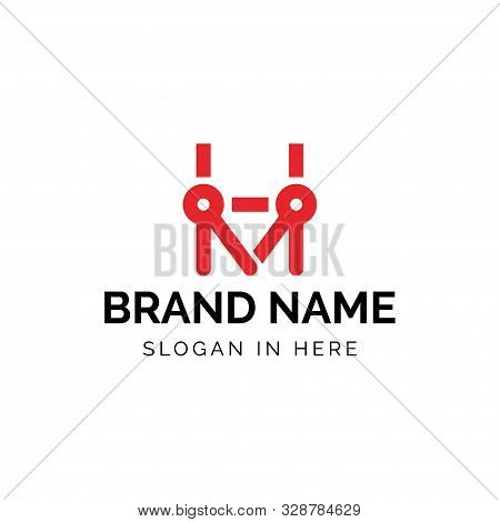Initial H And M Letters With Goniometer Logo Design Vector Illustration
