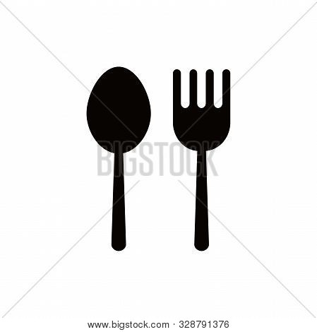 Cutlery Set: Fork And Spoon For Food And White Background