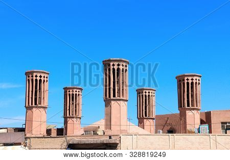 Five-wind tower water reservoir in Amir Chaghmagh complex, Yazd, Iran