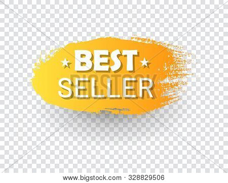 Best Seller Label In Shape Of Paintbrush Stroke. Colorful Retail Tag For Promotion. Flat Gradient De