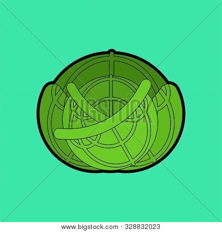 Cabbage Isolated. Green Vegetable. Food Vector Illustration