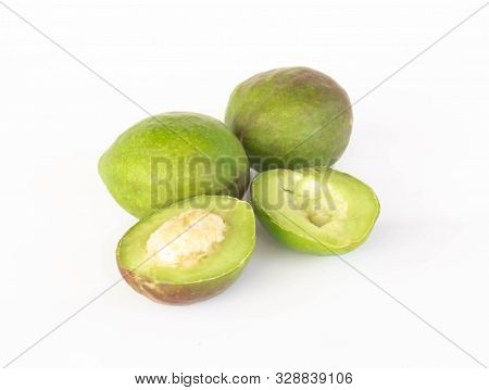Chebulic Myrobalans Isolated On White Background, Herb And Medical
