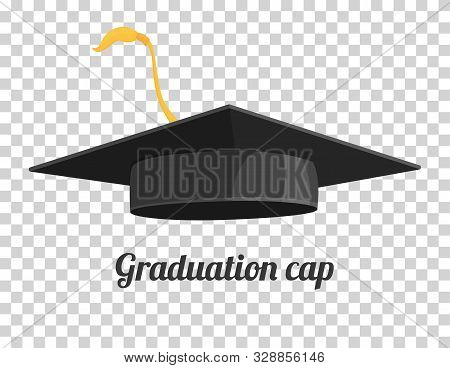 Graduation Cap Or Hat Vector Illustration In The Flat Style. Academic Cap.