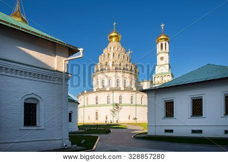 Resurrection Cathedral With A Bell Tower In The New Jerusalem Monastery In Istra, Moscow Region