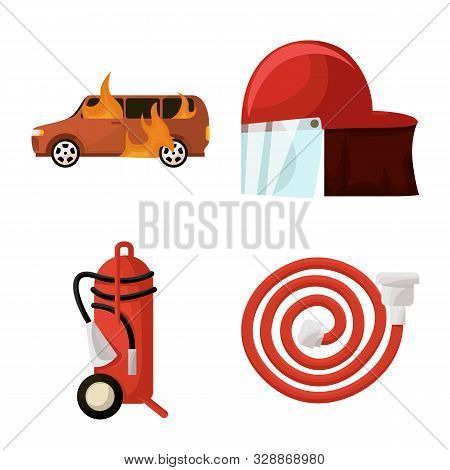 Isolated Object Of Firefighters And Fire Icon. Collection Of Firefighters And Equipment Vector Icon 