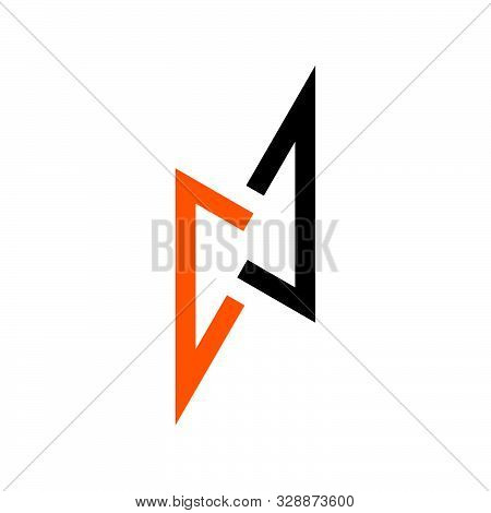 Letter Cj Simple Geometric Thunder Line Logo Vector