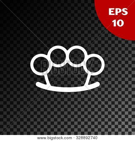 White Brass Knuckles Icon Isolated On Transparent Dark Background. Vector Illustration