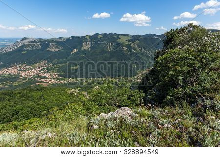Landscape Of Vratsata Pass,  Town Of Vratsa And Village Of Zgorigrad At Balkan Mountains, Bulgaria
