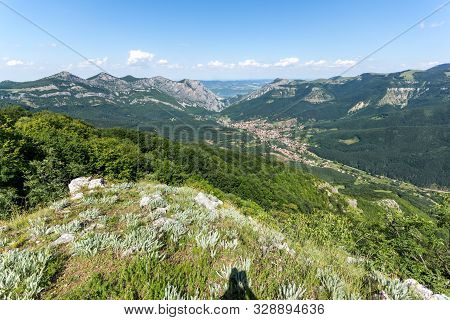 Landscape Of Vratsata Pass,  Town Of Vratsa And Village Of Zgorigrad At Balkan Mountains, Bulgaria
