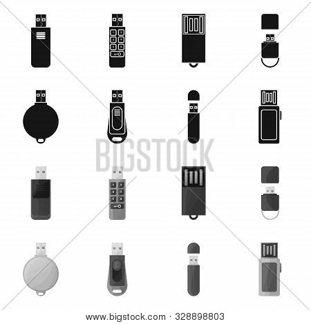 Vector Design Of Drive And Flash Logo. Collection Of Drive And Computer Stock Symbol For Web.