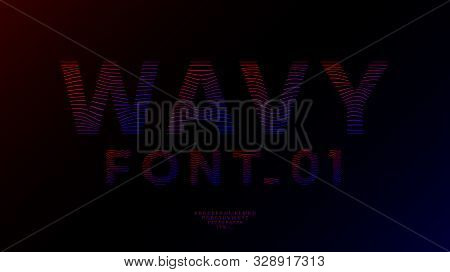 Wavy Linear Font Design Neon Gradient Color. English Letters, Numbers And Symbols. Typography Design