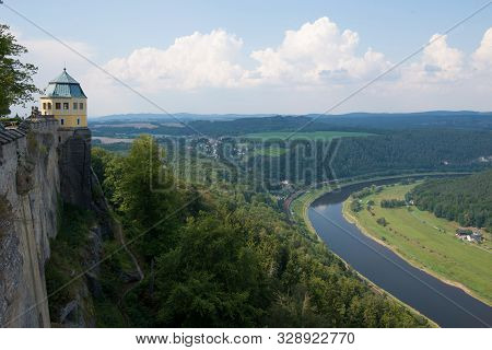Fortress Koenigstein - Walls And Entrance To The Fortress Of Koenigstein In Saxony, Germany.