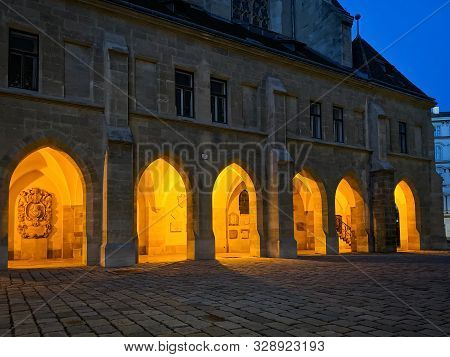 Minoritenkirche Vienna Night, Historic Catholic Church In Central Vienna